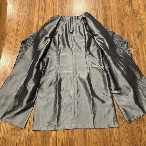 Gump's San Francisco Jacket Womens 6 Open Front Gray Long Line Pockets - Picture 4 of 8